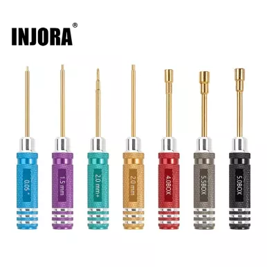 INJORA # Tool-LSD46 7 Colors Short Handle Hex Screwdriver Nut Driver Tool Kit