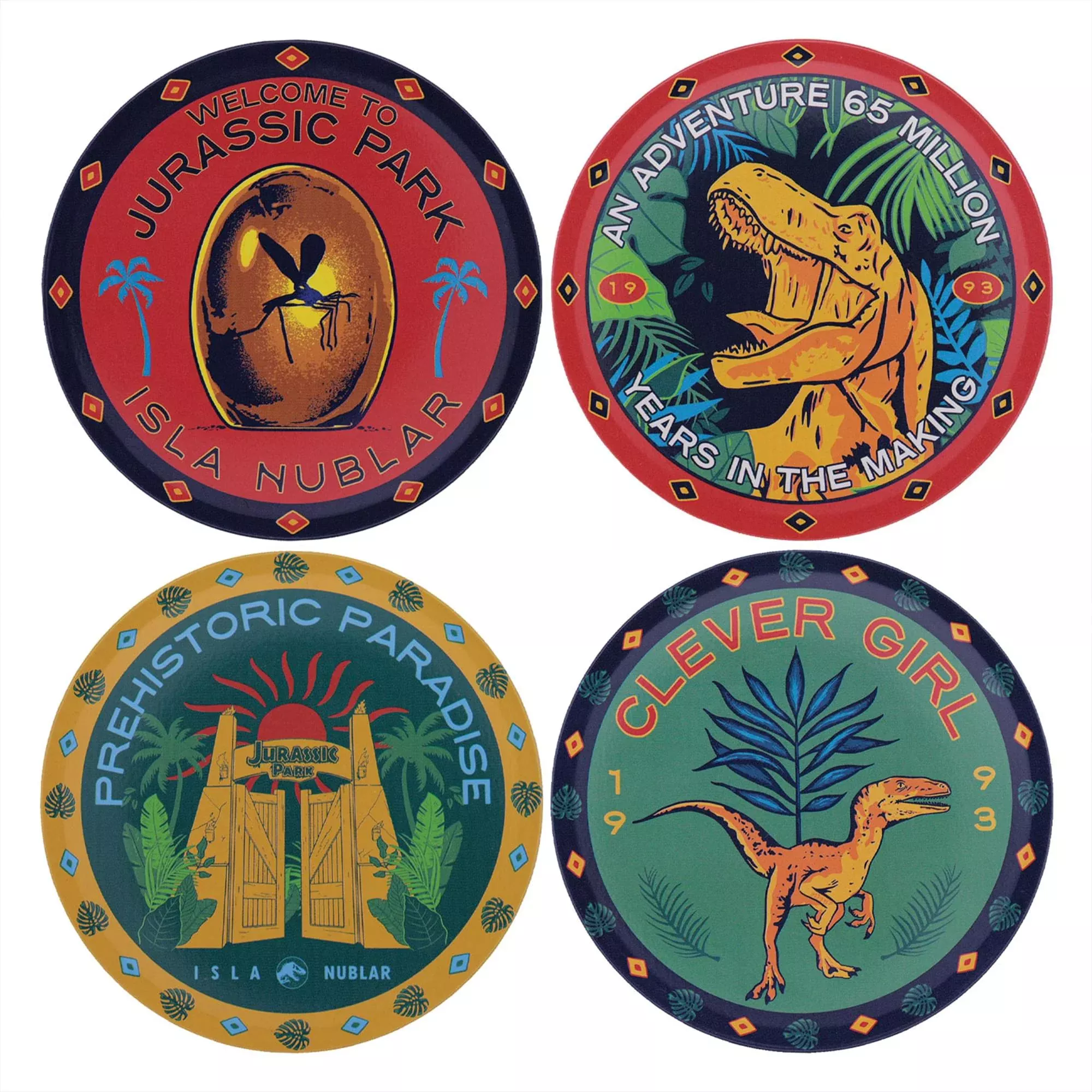 Jurassic Park 4-Piece Metal Coaster Set