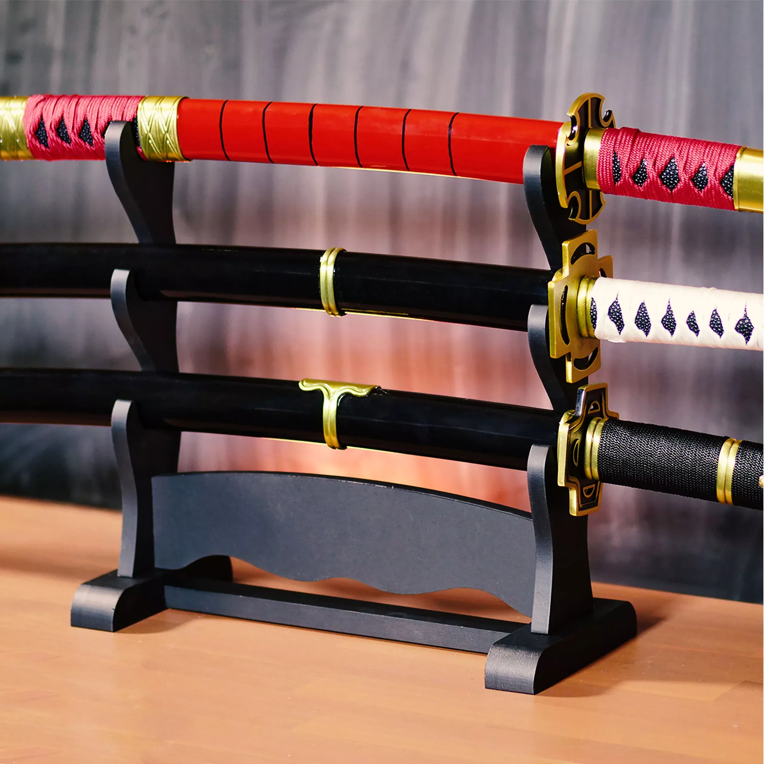 Katana stand for three swords accessory black