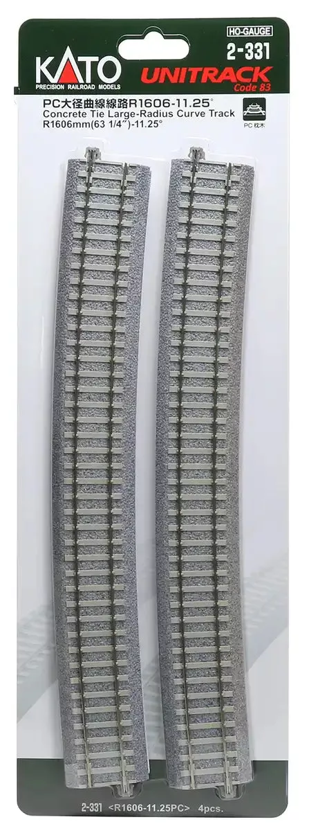 KATO 2-331 Concrete Tie Large Radius Curve Track R1606Mm 63 1/4" 11.25 4 Pcs. Ho Scale