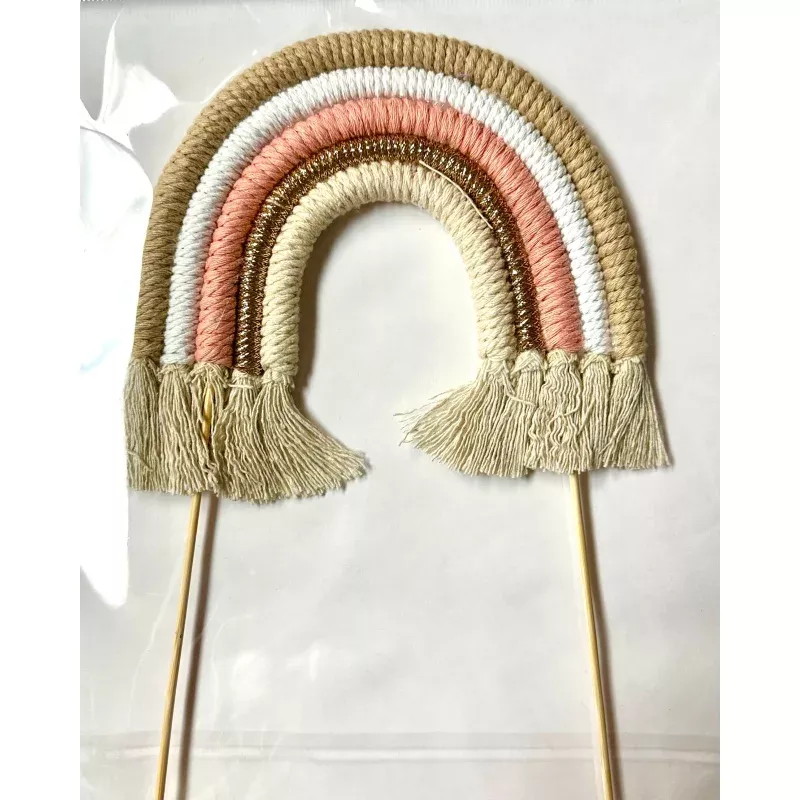 Large Boho Rainbow Cake Topper Natural