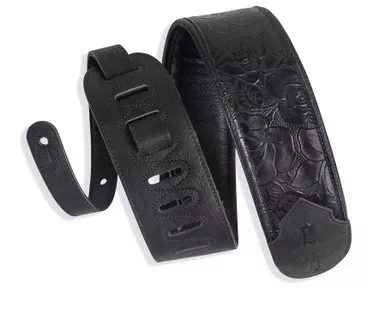 Levy’s 3 inch Sundance Series Embossed Leather Guitar Strap – Black Rose