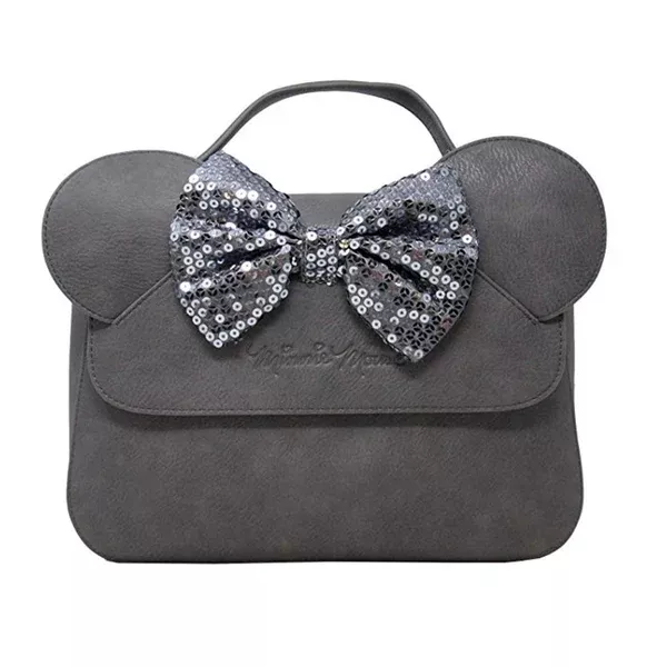 Loungefly Disney Minnie Mouse Sequin Bow Gray Handbag Purse