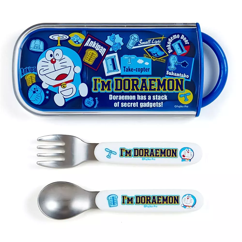 Lunch Combi Spoon & Fork Set Doraemon Secret Gadgets Logo