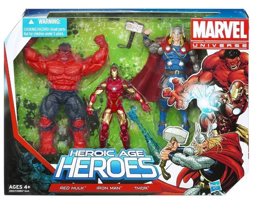 Marvel Heroic Age Heroes Super Hero Team Pack Red Hulk, Iron Man & Thor Action Figure 3-Pack