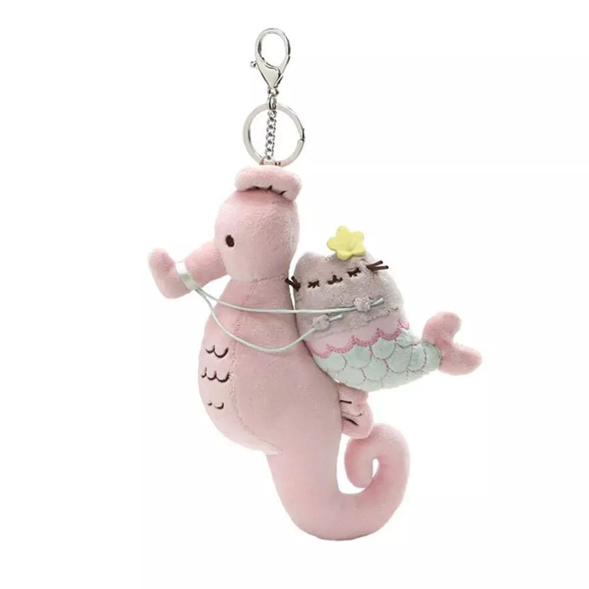 Mermaid Pusheen & Seahorse 8.5-Inch Deluxe Plush Keychain