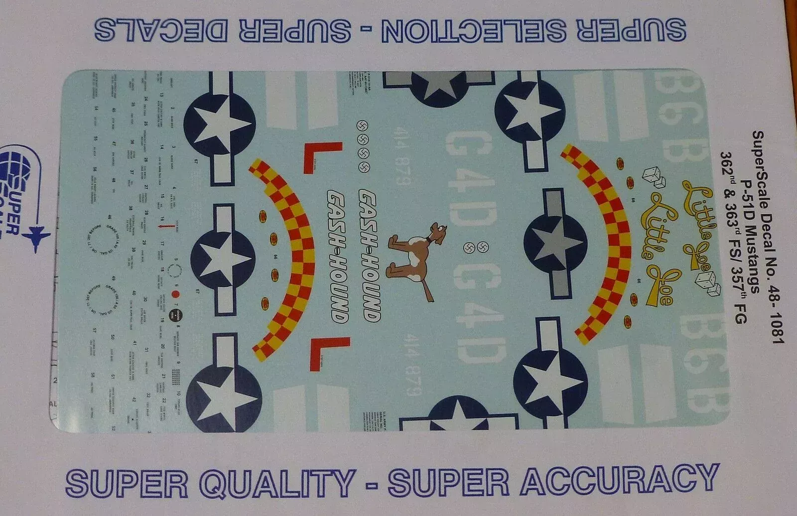 Microscale Decal 1:48 Scale #48-1081 / P-51D Mustangs 362nd & 363rd FS/357th FG