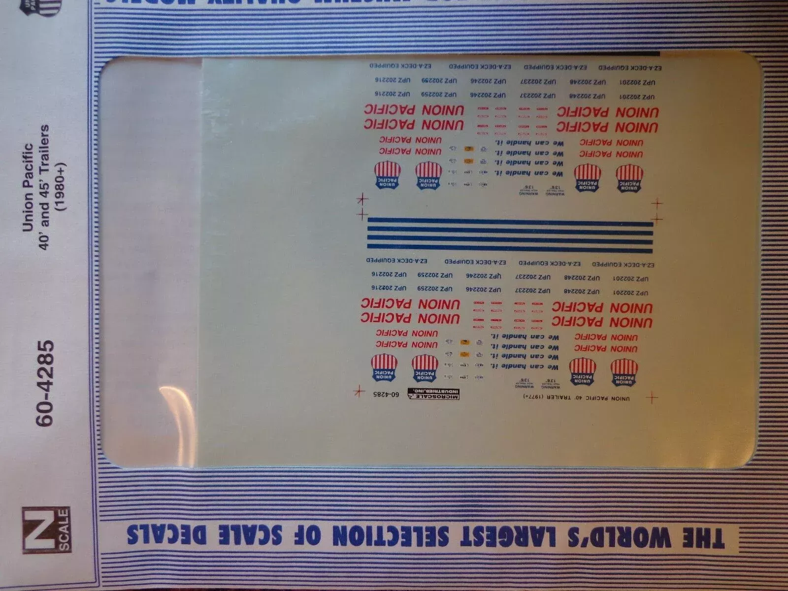Microscale Decal N#60-4285 UP Trailer – 40′ – We Can Handle It Scheme