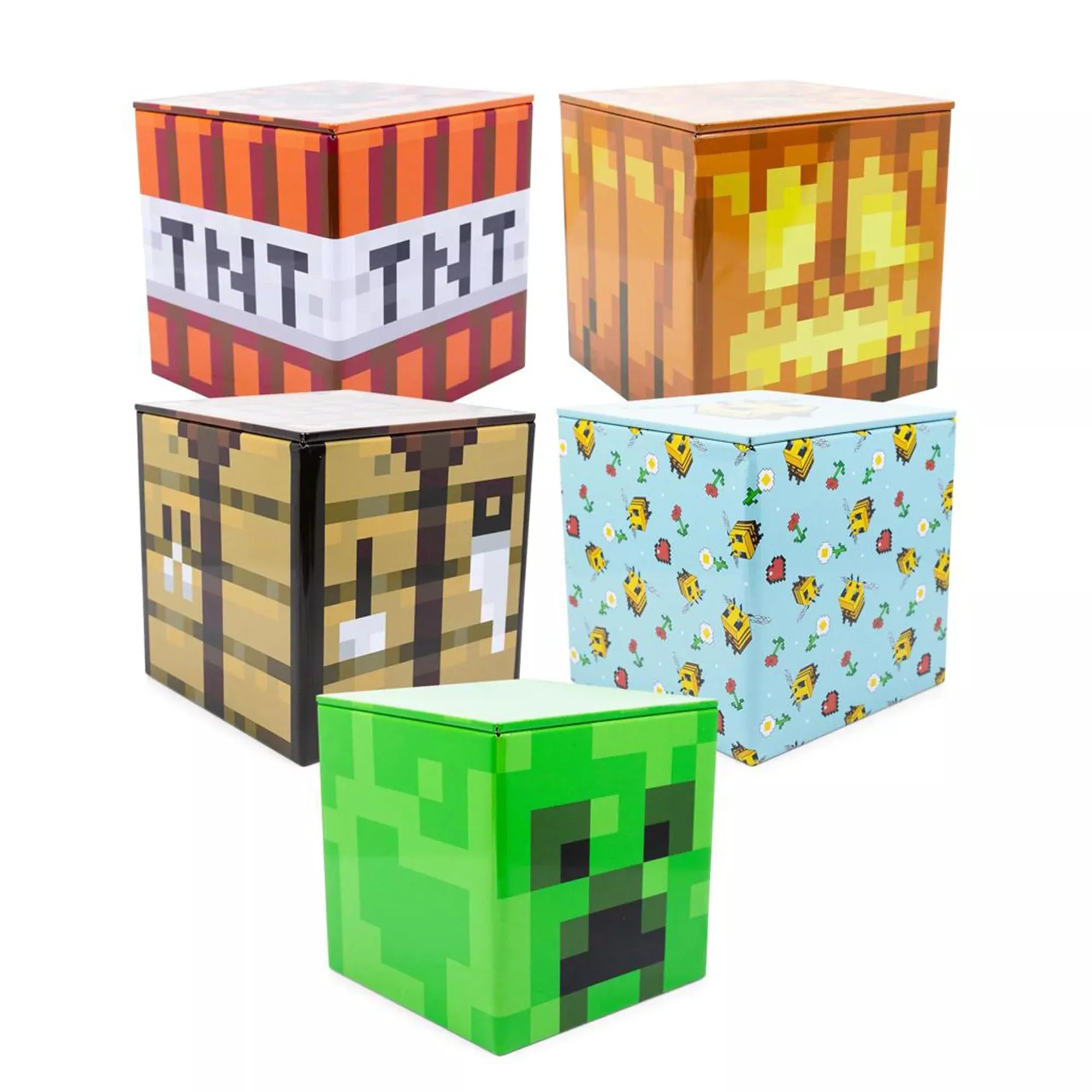 Minecraft 5-Piece 4 Inch Tin Storage Box Bundle