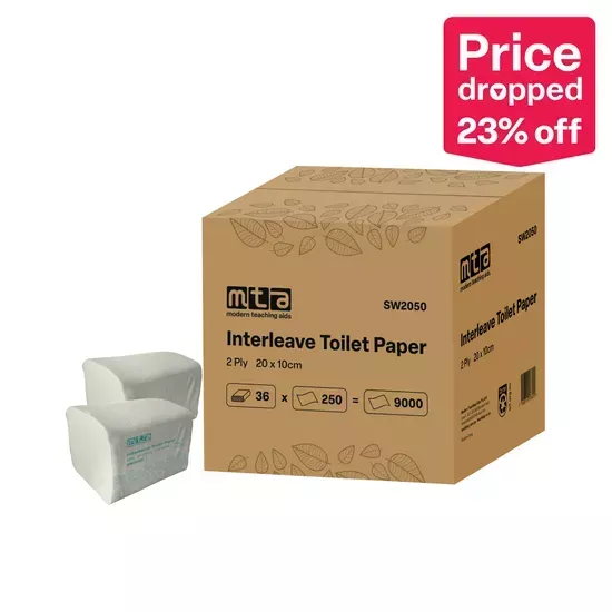 MTA Interleave Toilet Paper – 2Ply, 250 Sheets per Pack, Pack of 36