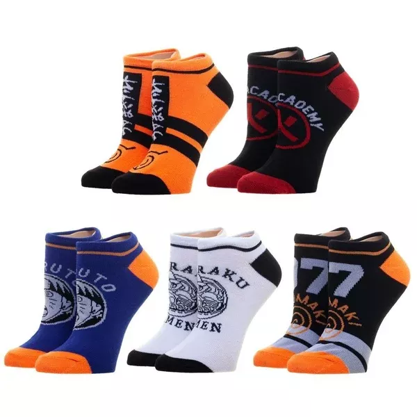 Naruto Shippuden Five Pair Youth Ankle Socks
