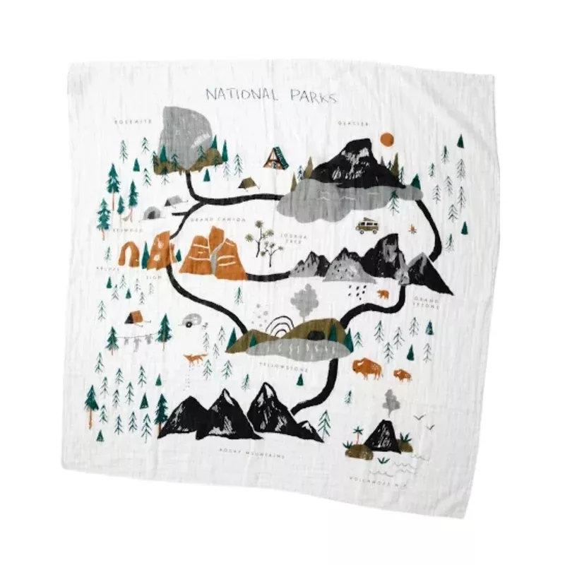 national parks mini pattern swaddle by clementine kids