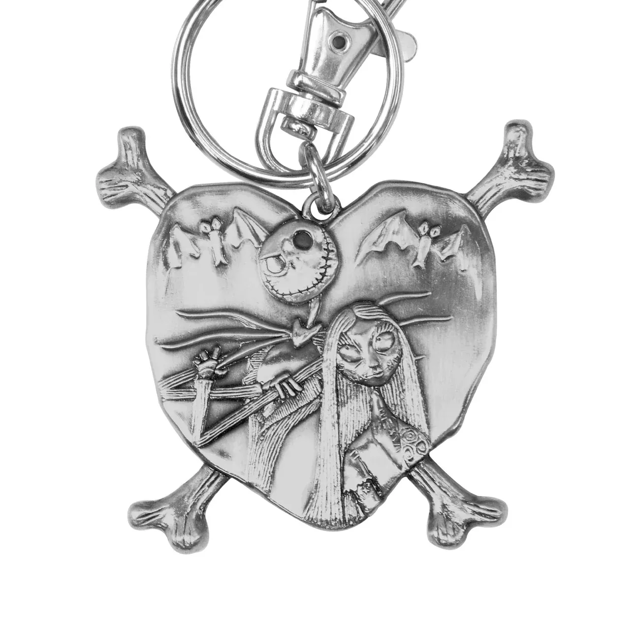The Nightmare Before Christmas Metal Keychain Jack and Sally in Heart