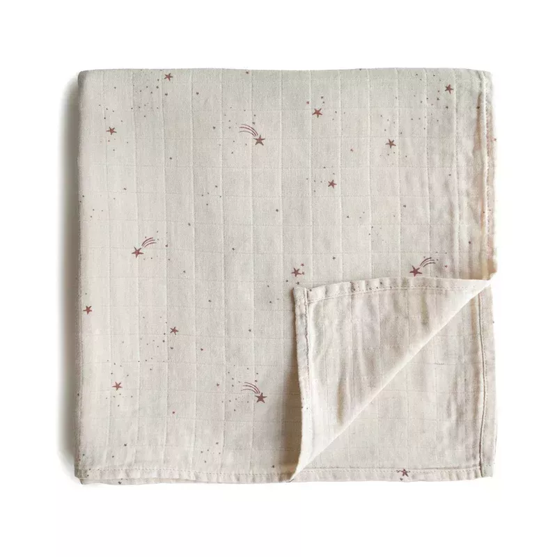 organic muslin swaddle – falling stars by mushie & co