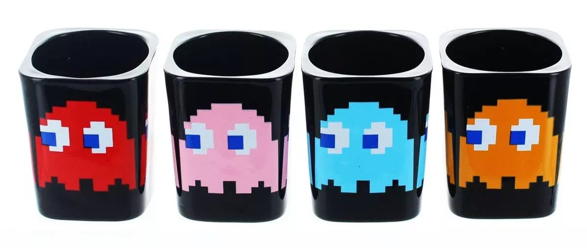 Pacman Square Molded Shot Glasses Set of 4