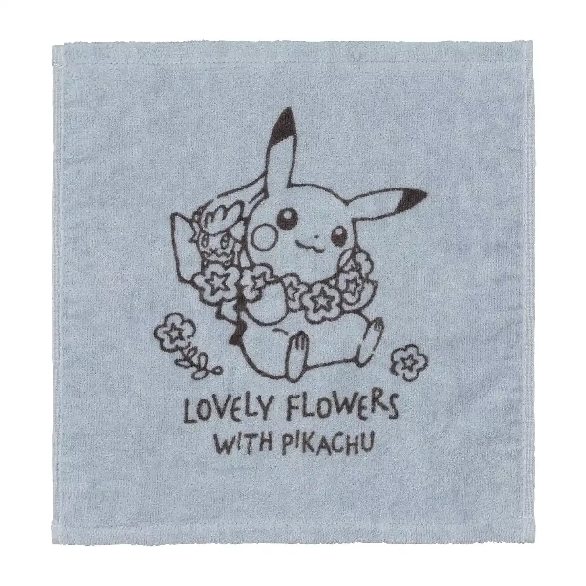 POKEMON CENTER ORIGINAL Hand Towel Lovely Flowers With Pikachu Blue Gray