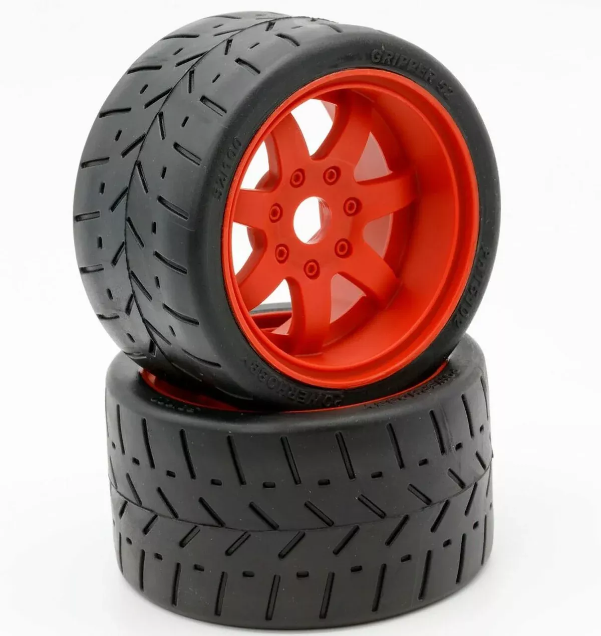 Powerhobby 5102 1/8 Gripper 54/100 Belted Tires on Red 17mm Wheels