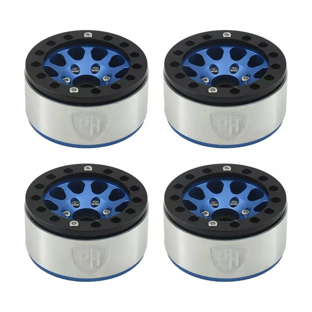 Powerhobby Aluminum 1.55" Beadlock Wheels Blue (4) 1/10 Rock Crawler