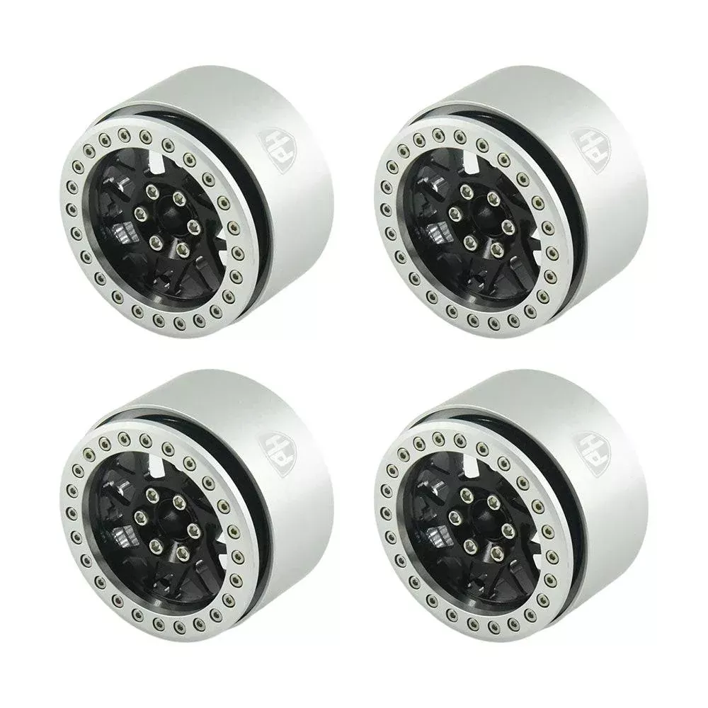 Powerhobby Aluminum 2.2" Beadlock Wheels Black (4) 1/10 Rock Crawler
