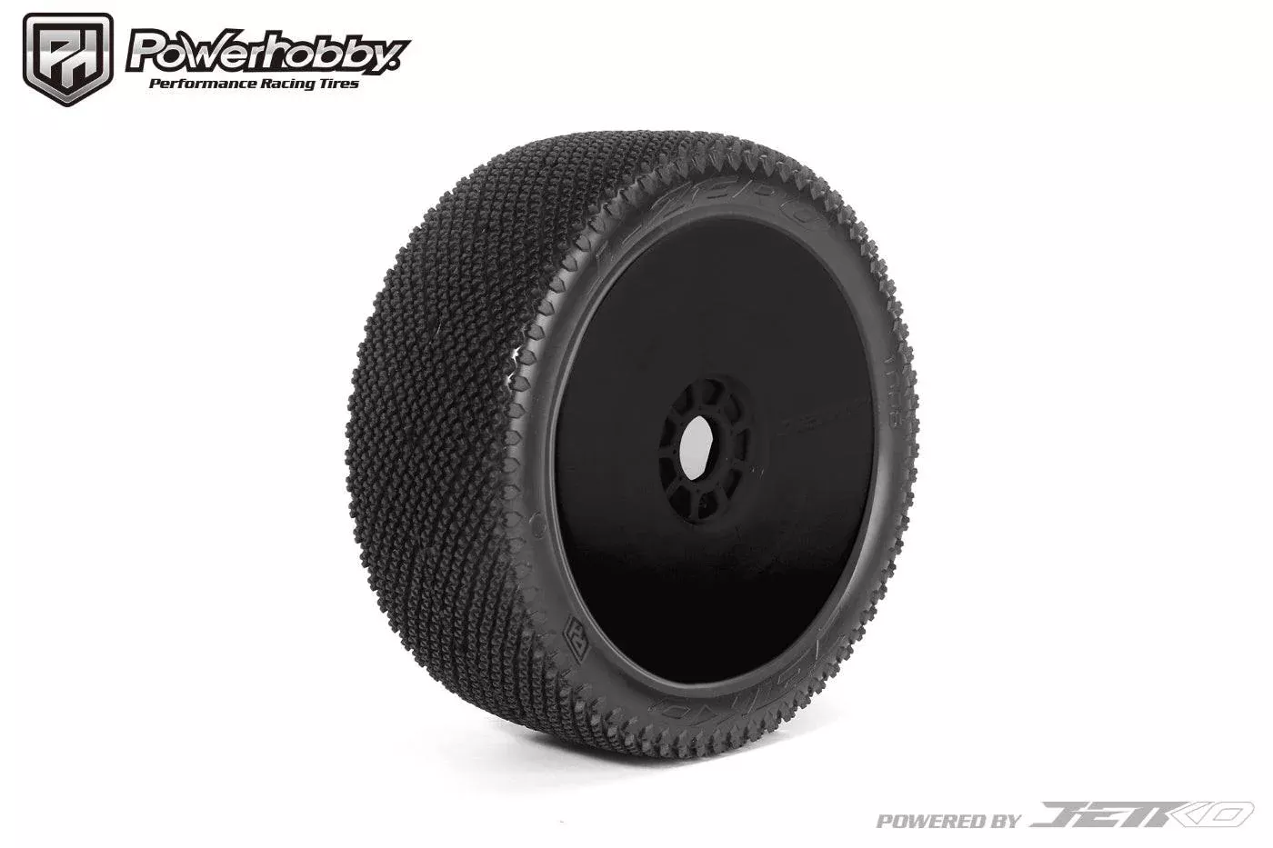 Powerhobby J-Zero 1/8 Buggy Tires Black Dish Wheels (2) Medium Soft Unglued