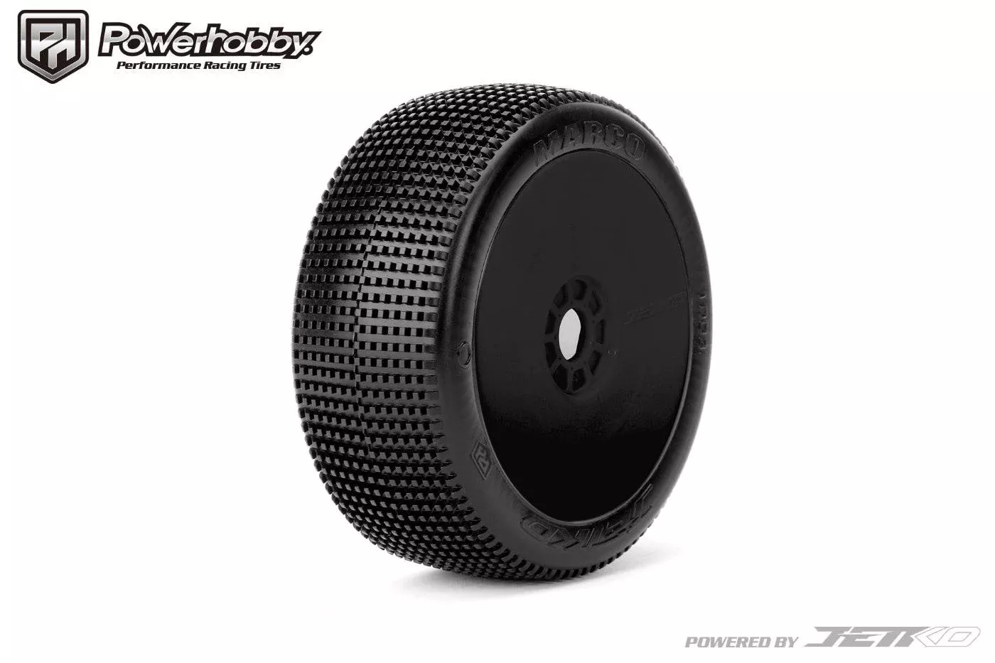 Powerhobby Marco 1/8 Buggy Mounted Tires Black Dish Wheels (2) Medium Soft