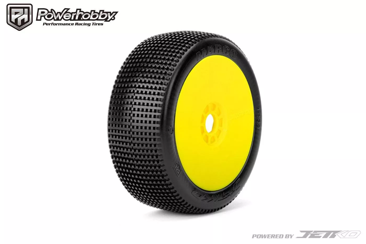 Powerhobby Marco 1/8 Buggy Mounted Tires Yellow Dish Wheels (2) Ultra Soft