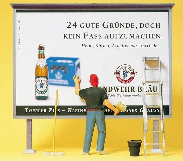 Preiser 45126 G Scale Working People -- Worker On Ladder, Putting Up Poster