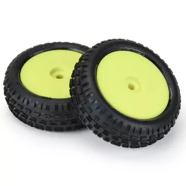 Pro-Line 8298-12 1/18 Wedge Front Carpet Tires Mounted 8mm Yellow Wheels (2) Mini-B
