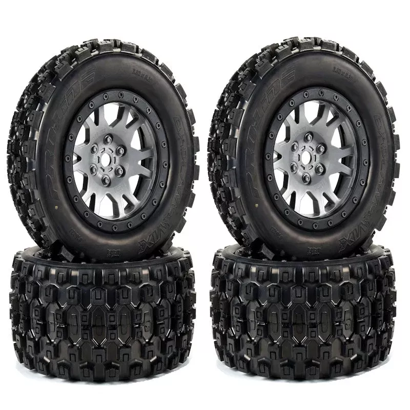 Pro-Line Badlands MX43 Pro-Loc Mounted Tires / Wheels Gray (4) X-Maxx