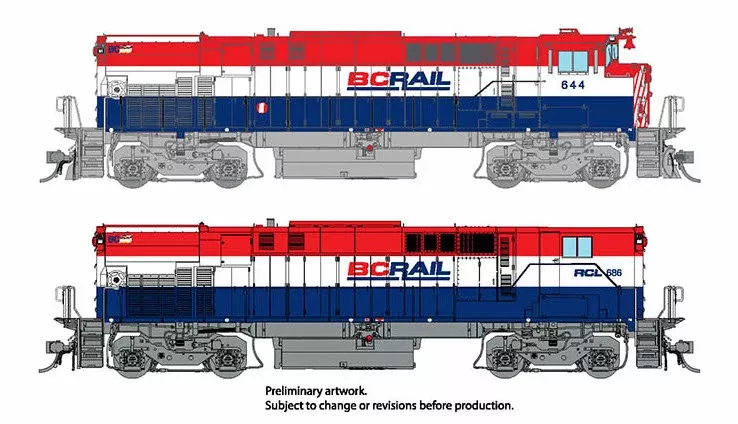 Rapido 033034 HO Scale MLW M420 + M420B Diesel British Columbia "Red White Blue" BCR 647 + 686
