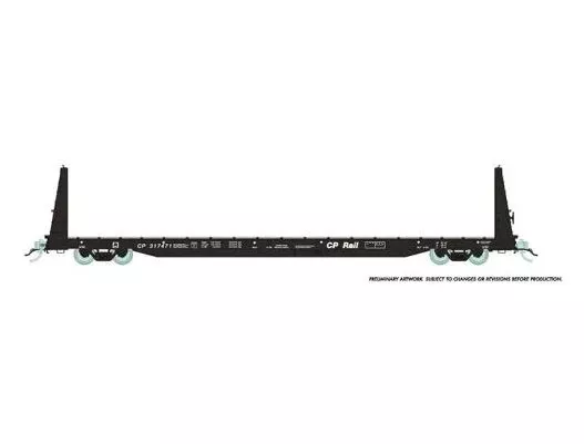 Rapido Trains 147002A HO Scale 62' Bulkhead Flatcar Canadian Pacific (Black) CP Rail # Varies