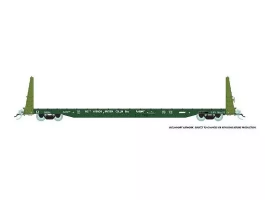 Rapido Trains 147006A HO Scale 62' Bulkhead Flatcar British Columbia (Int'l) BCIT # Varies