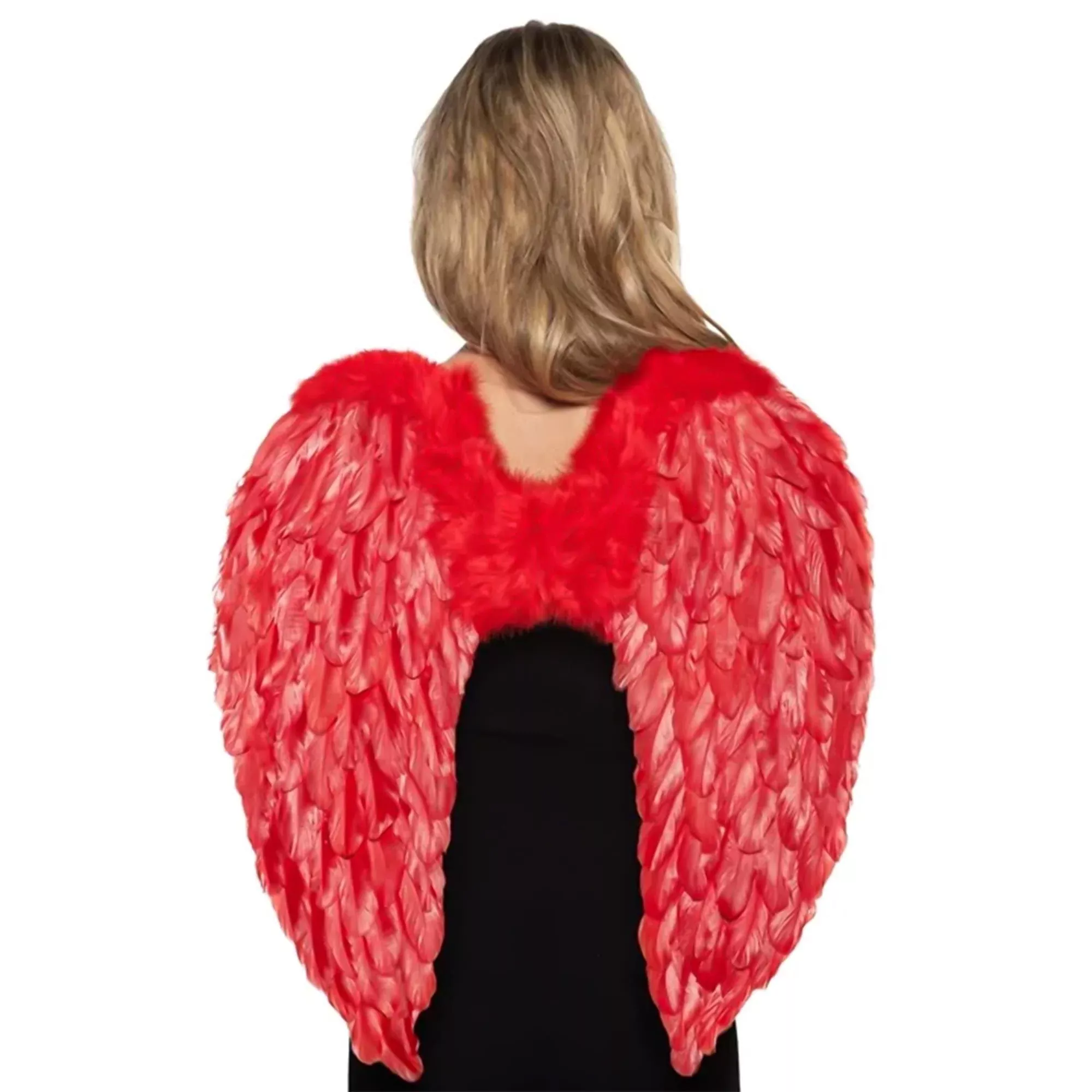 Red Fluffy Feather Angel Adult Costume Wings