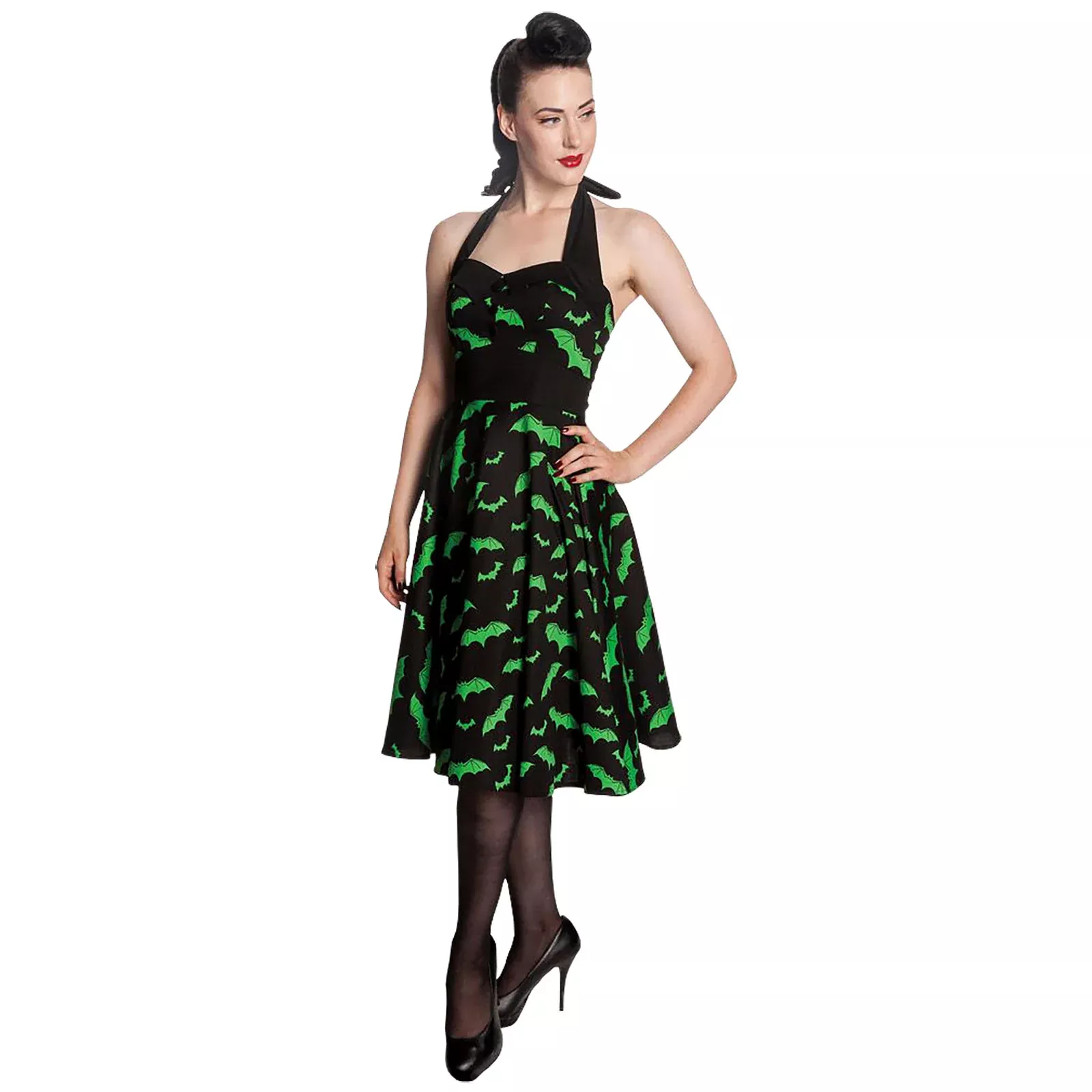 Rockabilly Dress Bat black-green