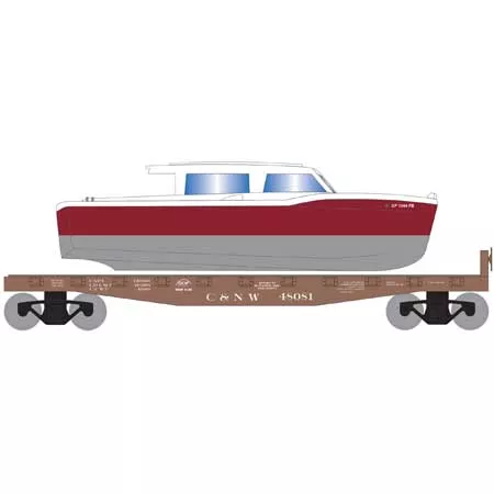 Roundhouse 1028 HO Scale 40' Flatcar with Red Boat C&NW 48081