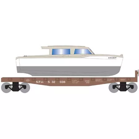 Roundhouse 1030 HO Scale 40' Flatcar with White Boat SP&S 32036