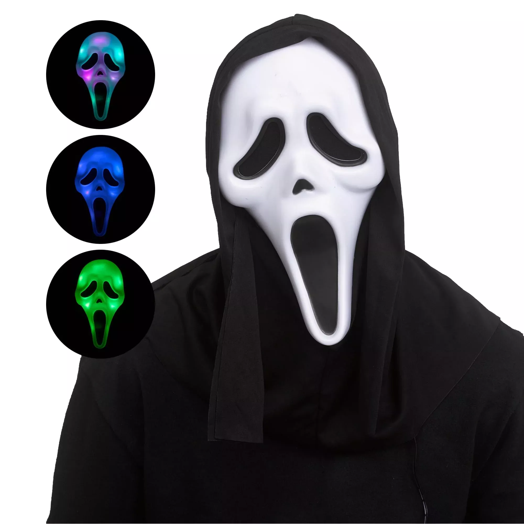 Scream Ghost Face Color Change Costume Mask With Shroud