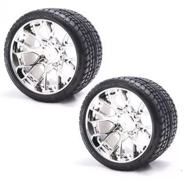 Sweep Racing SRC Monster Truck Road Crusher Belted Tire Silver Wheel (2Pcs) Set