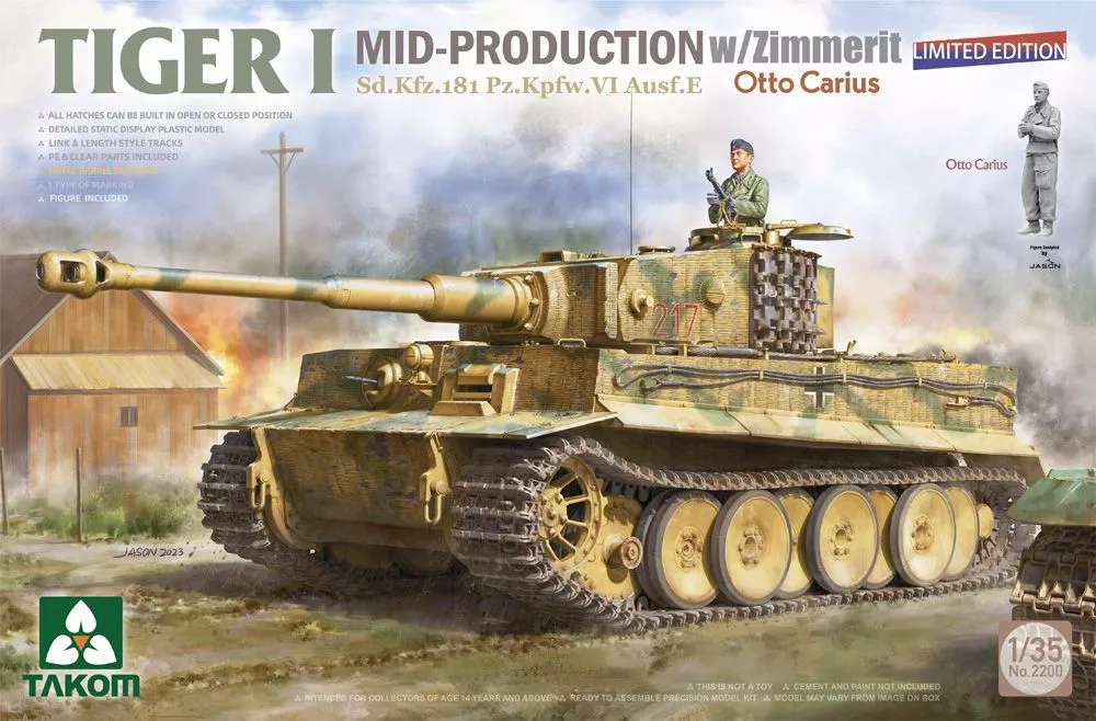 Tiger I Mid Production with Zimmerit (1/35 Scale) Plastic Military Model Kit