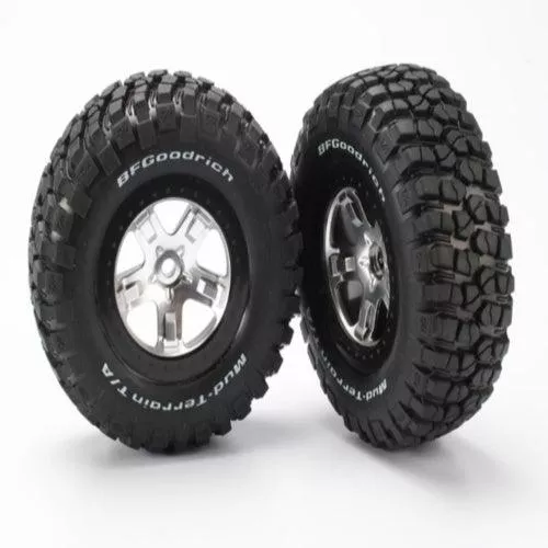 Traxxas 5878 KM2 Front/Rear Tire On SCT Chrome Wheel (2) Slash