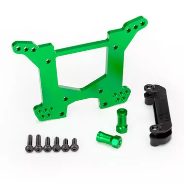 Traxxas 6738G Aluminum Rear Shock Tower Green w/ Body Mount Bracket : Rustler 4x4