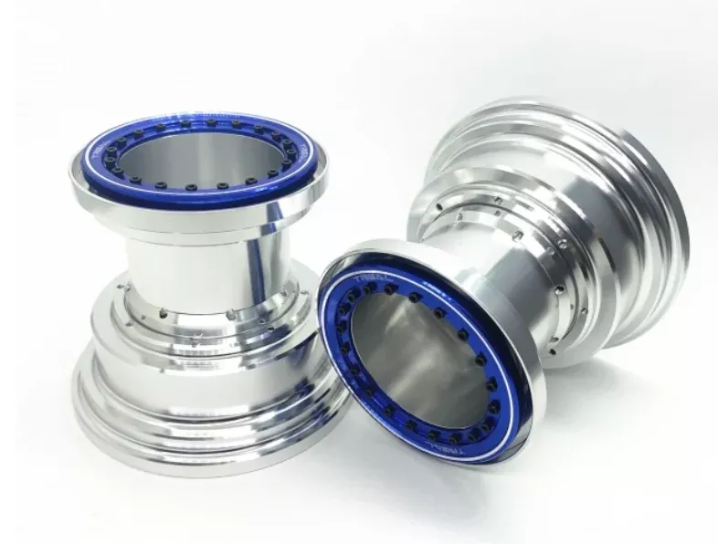 Treal Hobby B07KST12P3 Silver and Blue Aluminum Beadlock Wheels for LMT