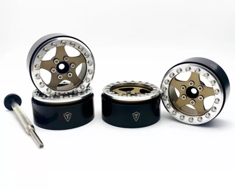 Treal Hobby (X002VQSNFB) 1.9" Silver and Bronze Beadlock Wheels Type E 5 Spoke