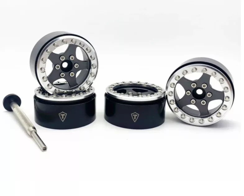 Treal Hobby (X002VQXA3B) 1.9" Silver and Gray Beadlock Wheels Type E 5 Spoke