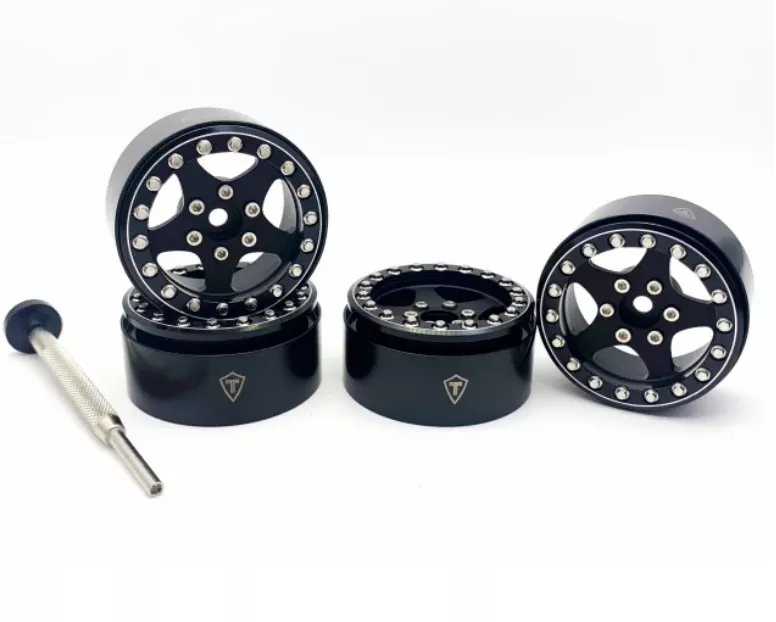 Treal Hobby (X002VQYUYT) 1.9" Black and Black Beadlock Wheels Type E 5 Spoke
