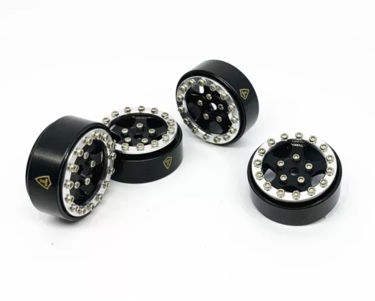 Treal Hobby (X002XB9RHR) Black & Silver B Type 1.0" (22.4g Brass) Wheels for SCX24