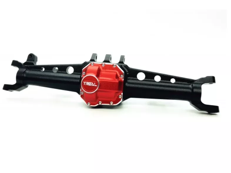 Treal Hobby X002ZI7B2B Black Front Axle Housing with Red Diff Cover SCX10ii