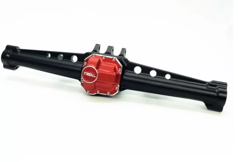 Treal Hobby X002ZIFTH5 Black Rear Axle Housing with Red Diff Cover SCX10ii
