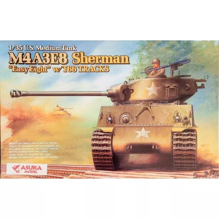 U.S. Medium Tank M4A3E8 Sherman "Easy Eight" w/T66 Tracks (1/35 Scale) Plastic Armor Model Kit