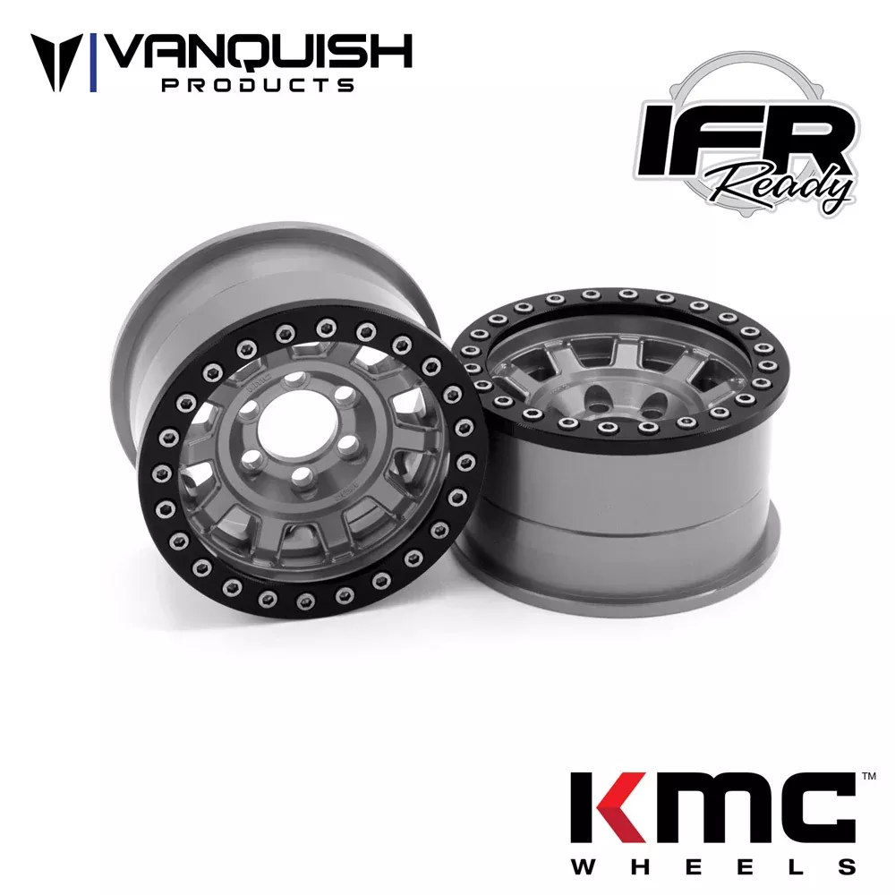 Vanquish Products VPS07782 Grey Anodized KMC KM236 Tank 1.9" Beadlock Crawler Wheels